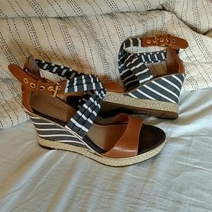 Sperry Topsider Striped Espadrilles Wedges 7.5